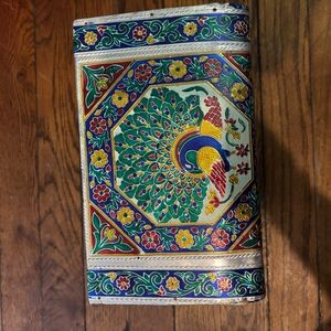 hand-painted Indian hammered metal hand-painted box